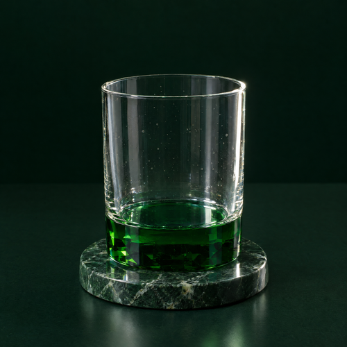 Heavy-Base Tumbler & Coaster, studio photograph