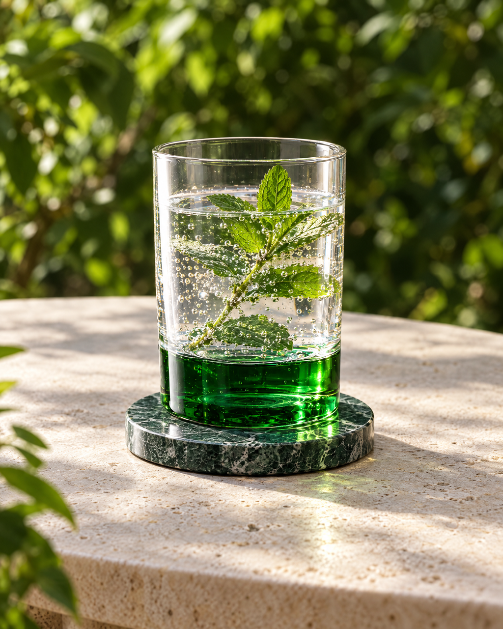 Heavy-Base Tumbler & Coaster in use