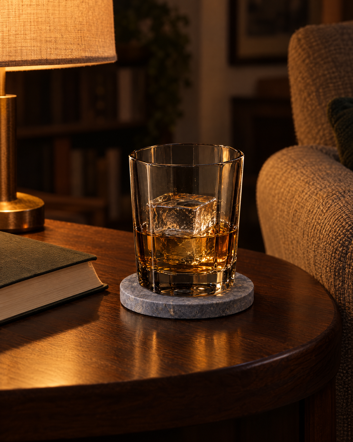 Facet Tumbler & Coaster in use